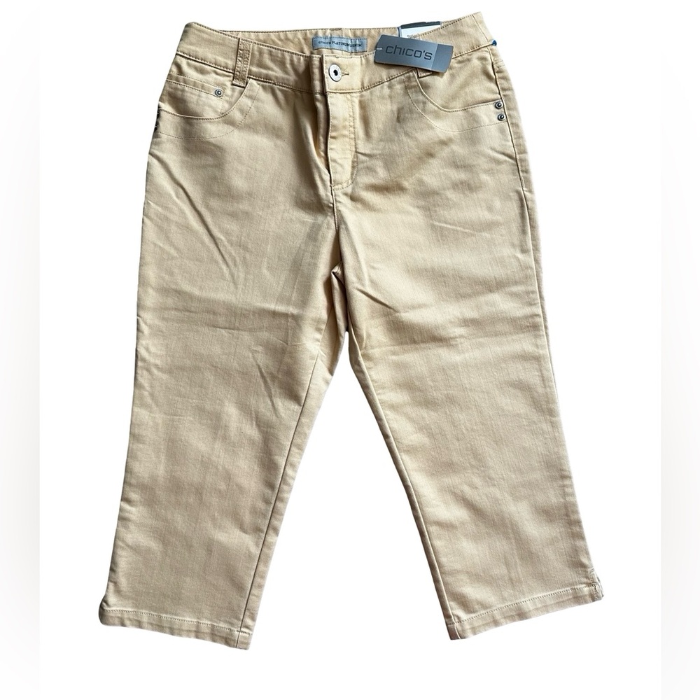 Chico’s Capri Jeans Pale Raffia Yellow Size 1.5 Waist 33.